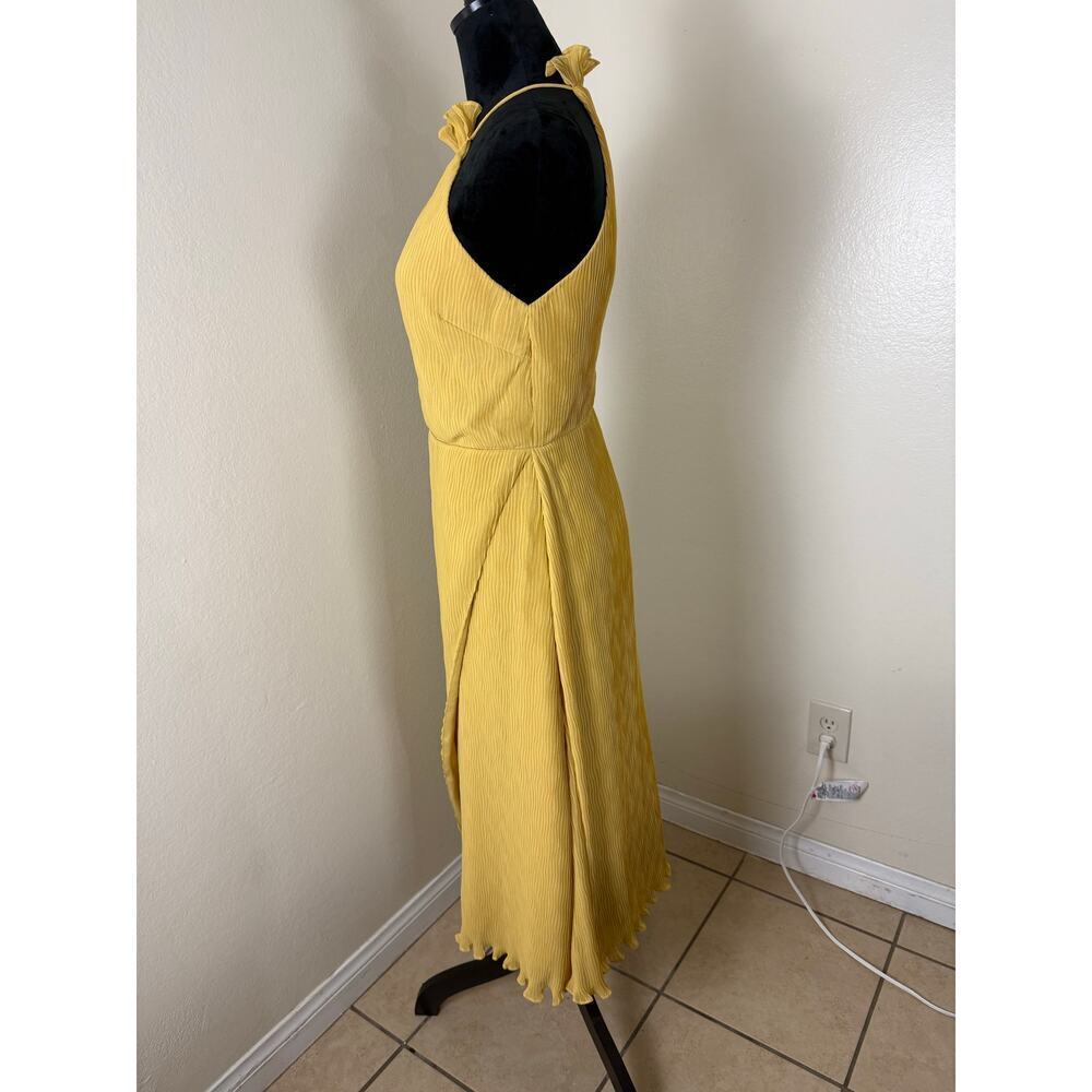 Keepsake The Label Skylines Golden Yellow Pleated Midi Dress L - Picture 5 of 11